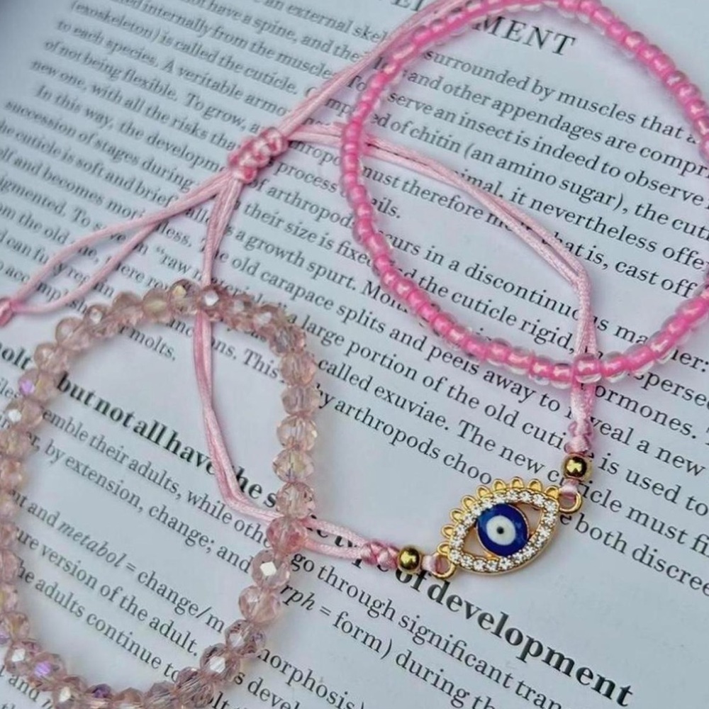 3pcs Bohemian Style Evil Eye & Hamsa Hand Charm Bracelets